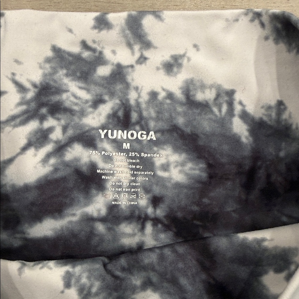 Tie-Dye High-Waist Bike Shorts - Black & White - Picture 2 of 3
